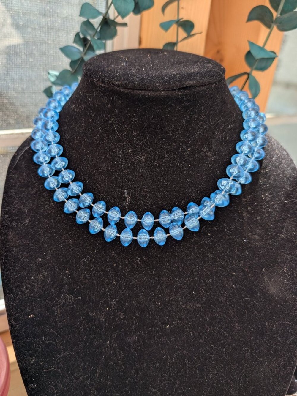 Vintage Bubble Blue Beaded Necklace